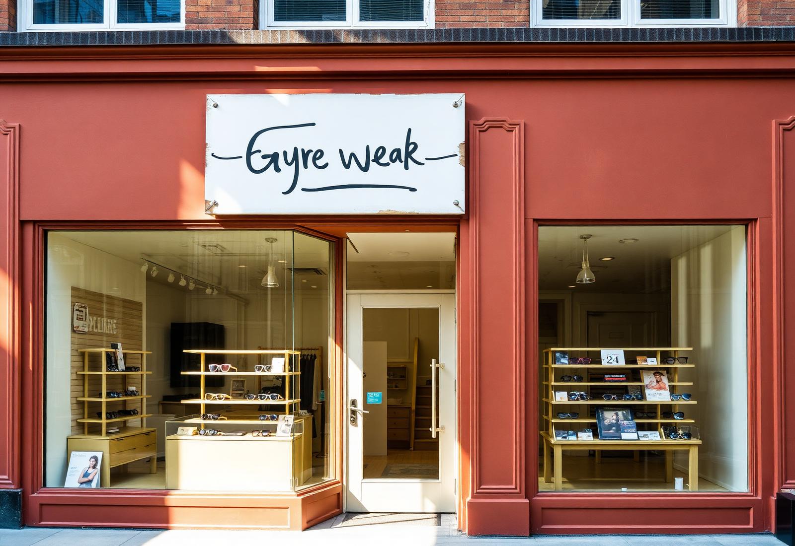 Monkey See Optical storefront, warm clay facade